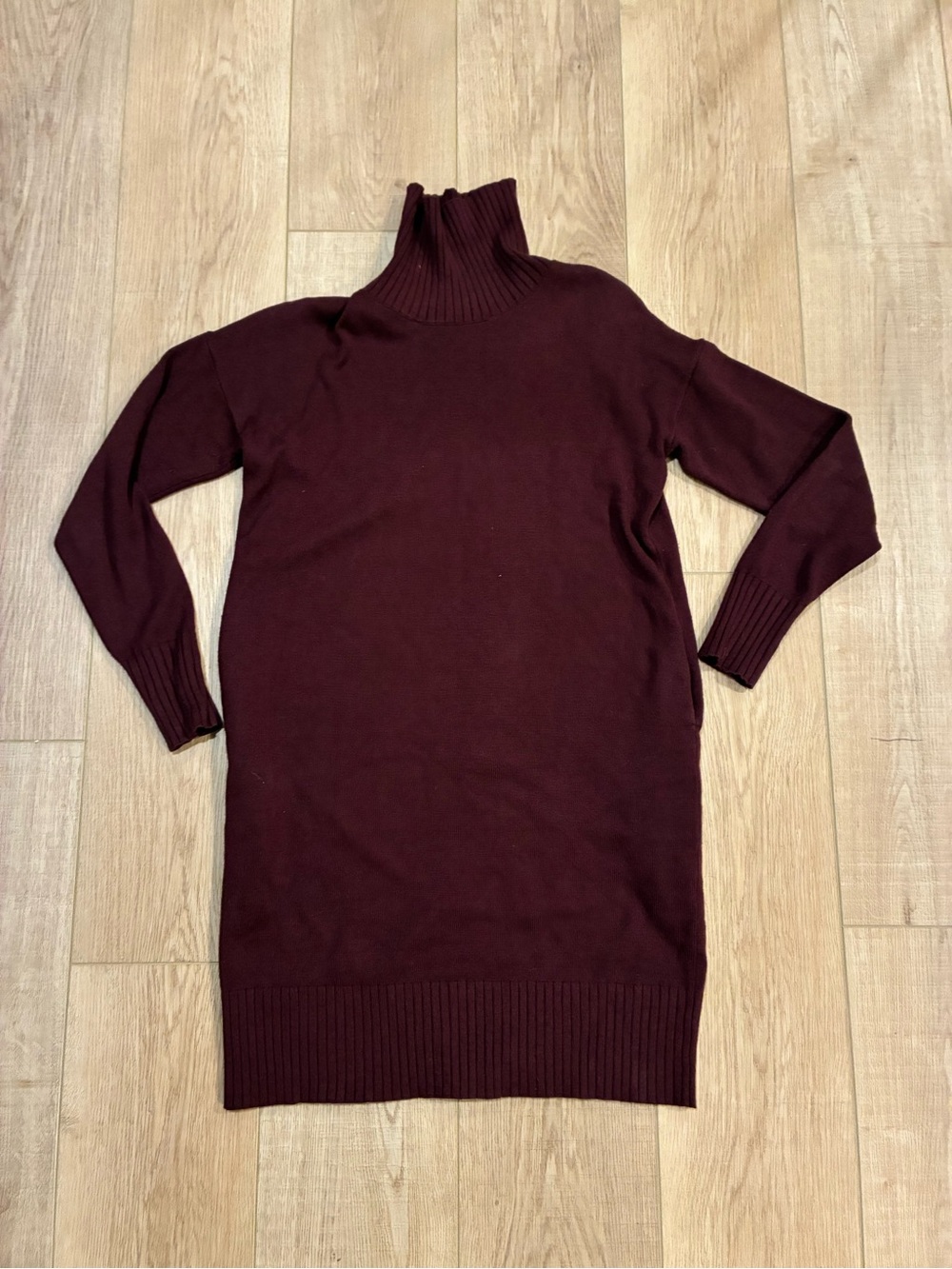 Lululemon Turtleneck Sweater Dress in Deep Burgundy super soft cashmere blend s
